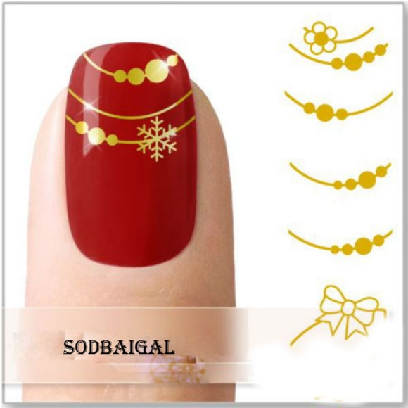 French Tip Bow - Nail Art Decal - BLUE61 - Picture 2 of 2